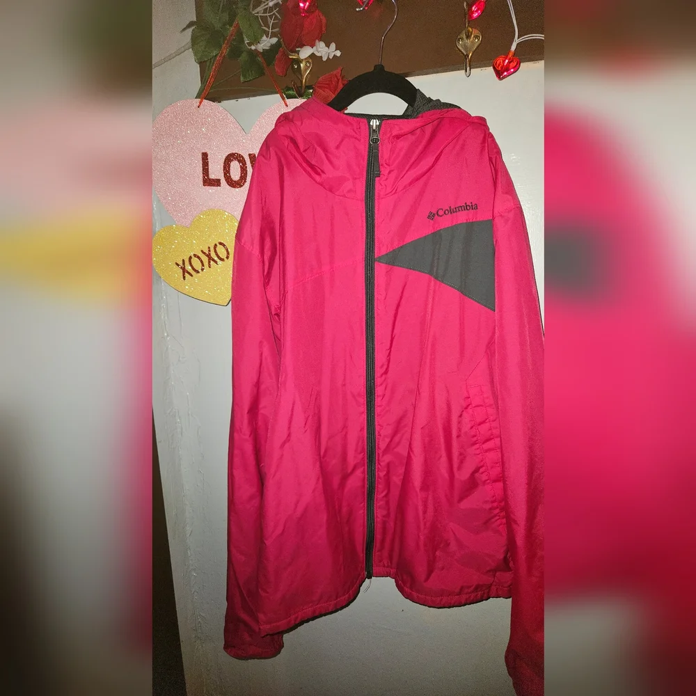 COLUMBIA Red/Pink Girls XL RainCoat - Picture 6 of 8
